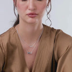 Horizontal Paperclip Necklace In Blue, 14K Solid Gold, 1/5 ct Lab Grown Diamond-4