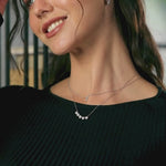 Five Stone Diamond Necklace, 14K Solid Gold, 3/8 ct Lab Grown Diamond-4