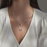 Butterfly Enamel Diamond Layered Necklace, Sterling Silver, 1/4 ct Lab Grown Diamond-4