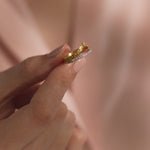 Engraved Chevron Band, 14K Gold Vermeil, 1/5 ct Lab Grown Diamond-4