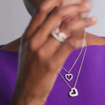 Hollow Heart Diamond Necklace, 14K Solid Gold, 1/5 ct Lab Grown Diamond-4