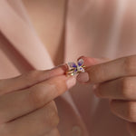 Enamel Butterfly Ring, 14K Solid Gold, 1/8 ct Lab Grown Diamond-3