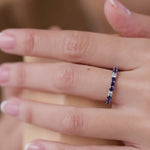 Created Sapphire & Diamond Band, Sterling Silver, 1/8 ct Lab Grown Diamond-10