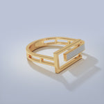 Square White Cera Band, 14K Solid Gold-8