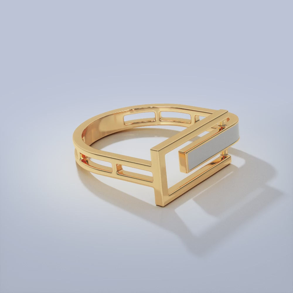Square White Cera Band, 14K Gold Vermeil-8