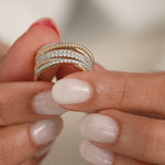 Textured Criss Cross Diamond Band, 14K Gold Vermeil, 3/4 ct Lab Grown Diamond-4