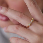 Three-Flower Diamond Ring, 14K Gold Vermeil, 1/4 ct Lab Grown Diamond-4