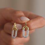 Diamond Dipped Paperclip Drop Earrings, 14K Gold Vermeil, 1/2 ct Lab Grown Diamond-4