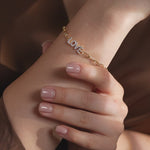 Love Diamond Paperclip Bracelet, 14K Solid Gold, 1/4 ct Lab Grown Diamond-4