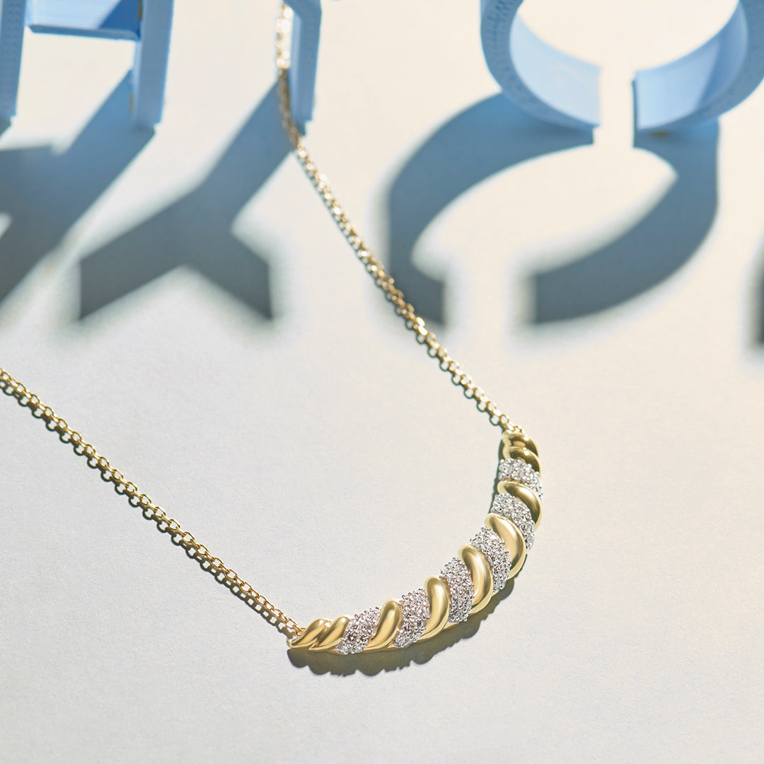 Croissant Diamond Necklace, 14K Gold Vermeil, 5/8 ct Lab Grown Diamond-1